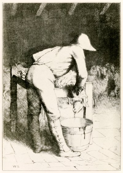 Il macellaio e la pecora da Il progresso del pellegrino da questo mondo a quello che verrà di John Bunyan (1628-1688) illustrazione di William Strang (1859-1921) da William Strang